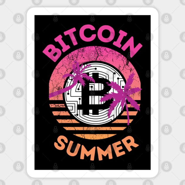 Bitcoin Summer Retro Sunset Sticker by RedSparkle 